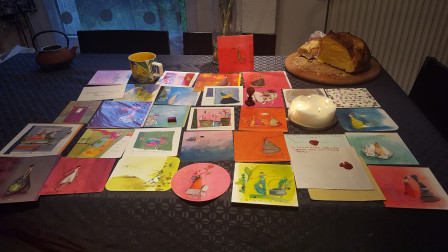 Tables avec des cartes de voeux